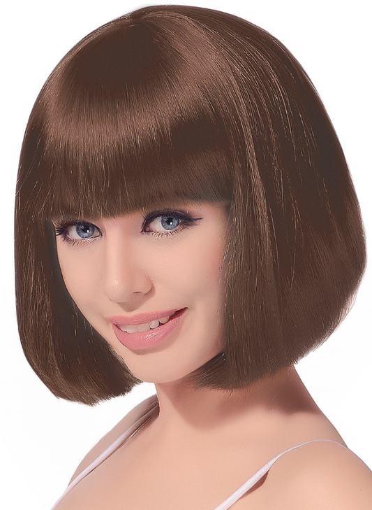 Perruque carré mi-long Chatain femme