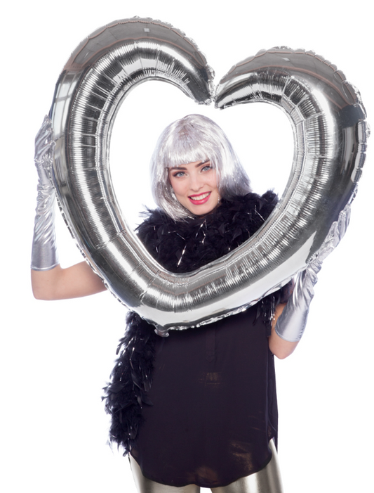 Ballon cadre en forme de coeur argent