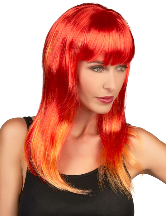 Perruque longue cheveux rouges femme