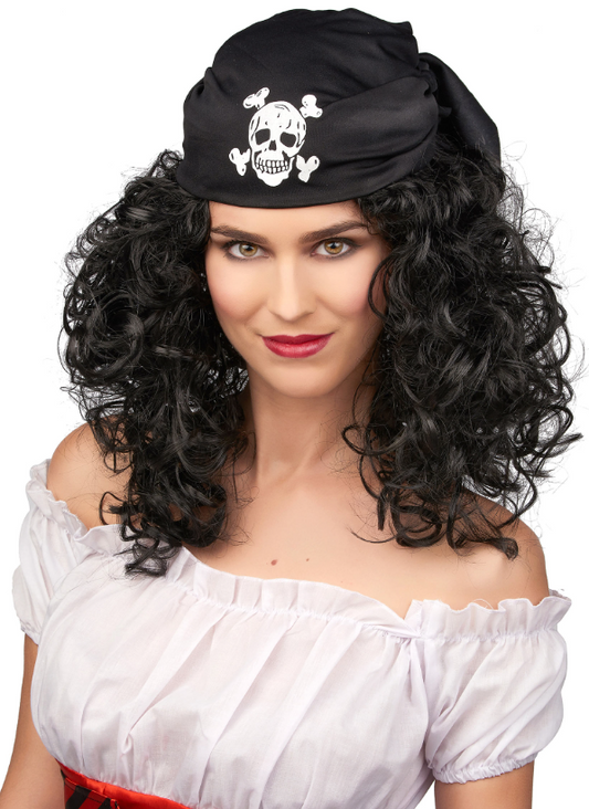 Perruque brune de pirate femme