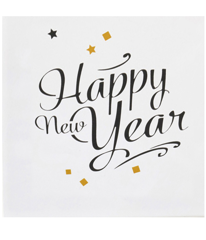 Serviettes en papier Happy New Year doré 33 x 33 cm
