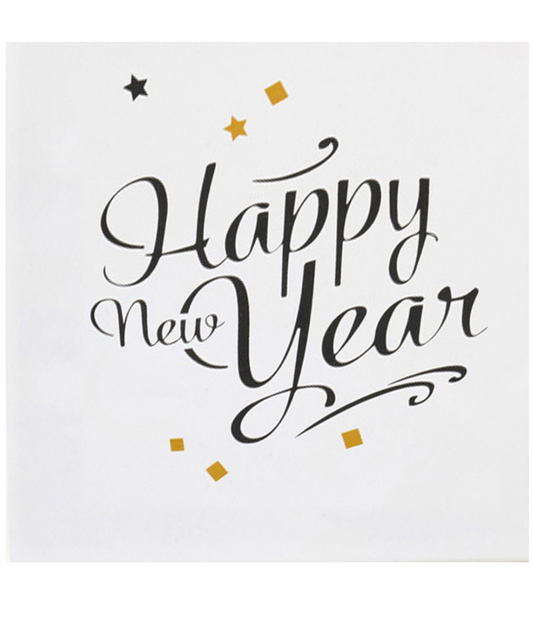 Serviettes en papier Happy New Year doré 33 x 33 cm