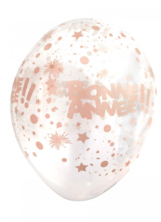 Ballons transparents bonne année rose gold 30 cm