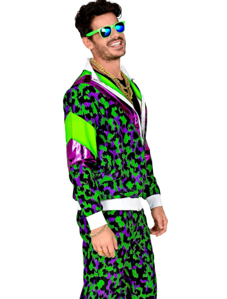 Déguisement survêtement imprimé léopard fluo adulte