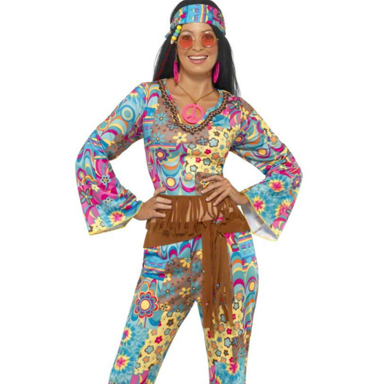 Déguisement hippie col V femme