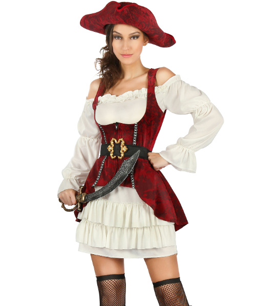 Déguisement pirate blanc et rouge femme