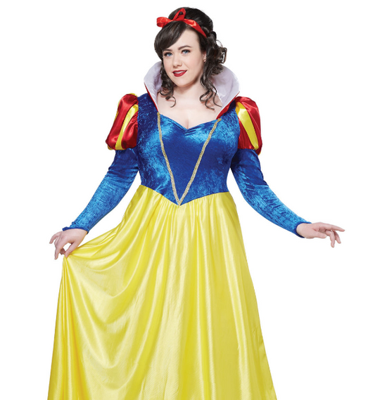 Costume Blanche Neige grande taille pour femme jaune et bleu