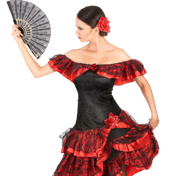 Déguisement danseuse de flamenco femme rouge et noir