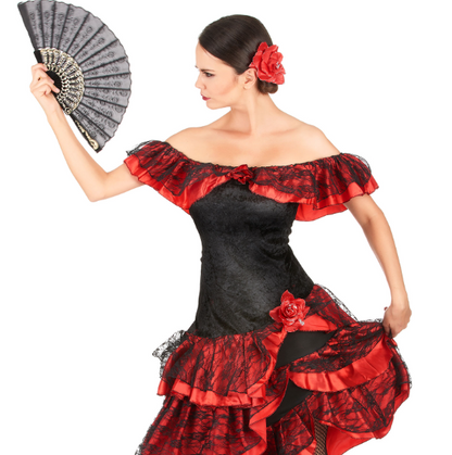 Déguisement danseuse de flamenco femme rouge et noir