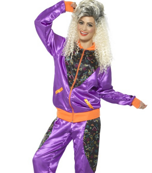 Déguisement jogging rétro violet femme