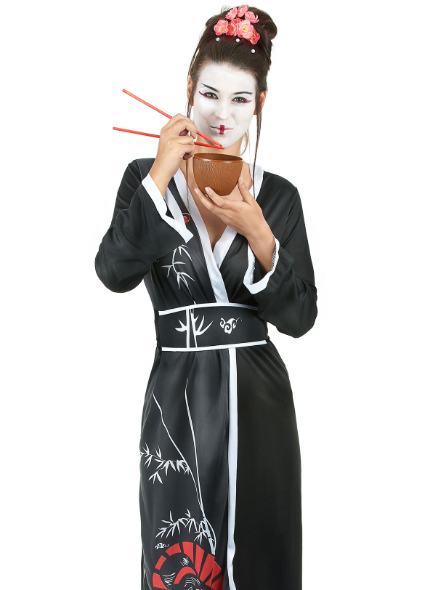 Déguisement geisha femme noir et blanc