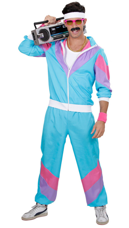 Déguisement jogging 80's turquoise homme