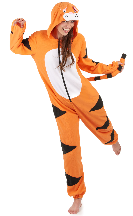 Combinaison à capuche tigre femme