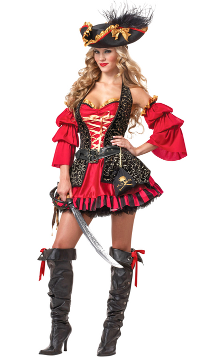 Déguisement Pirate rouge pour femme - Premium