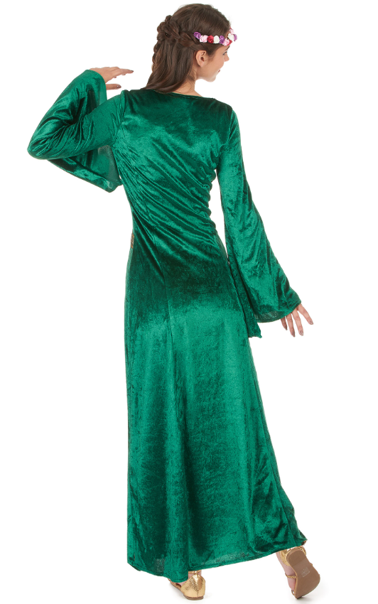Déguisement médiéval vert effet velours femme